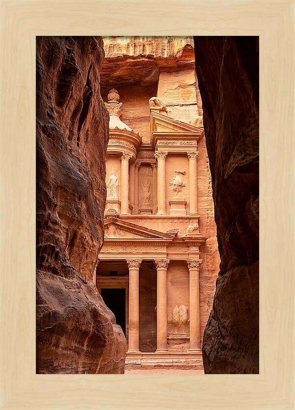 Treasury At Petra Through Siq Canyon