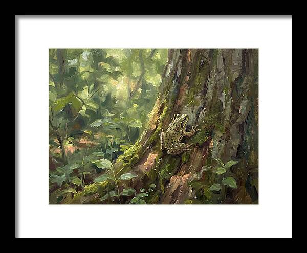 Tree Frog Among Mossy Bark