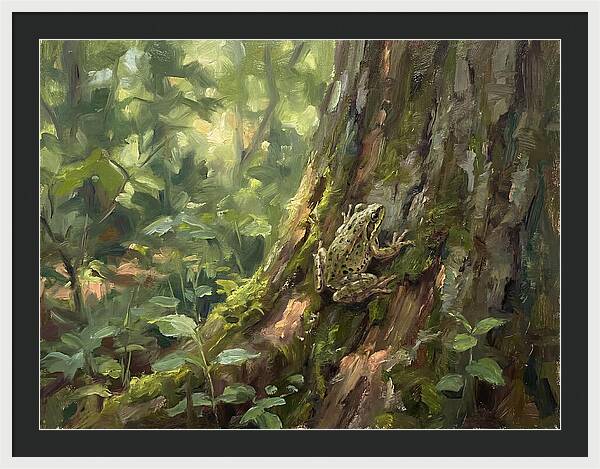 Tree Frog Among Mossy Bark