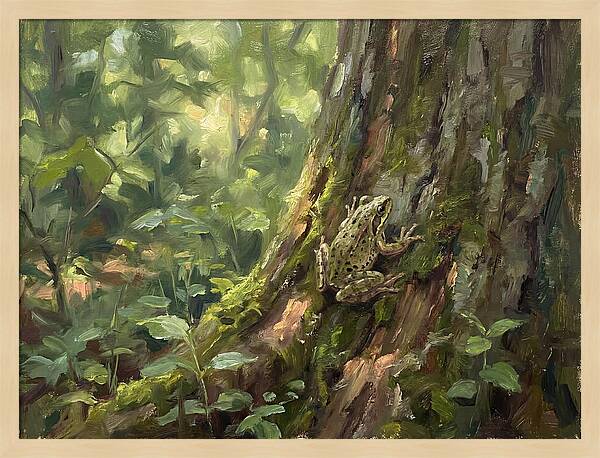 Tree Frog Among Mossy Bark