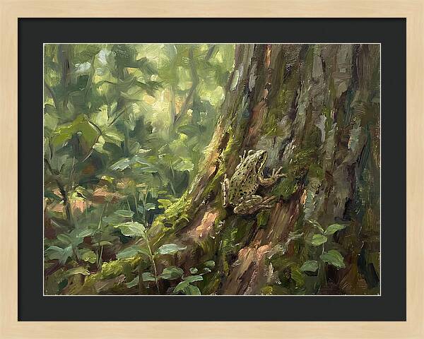 Tree Frog Among Mossy Bark