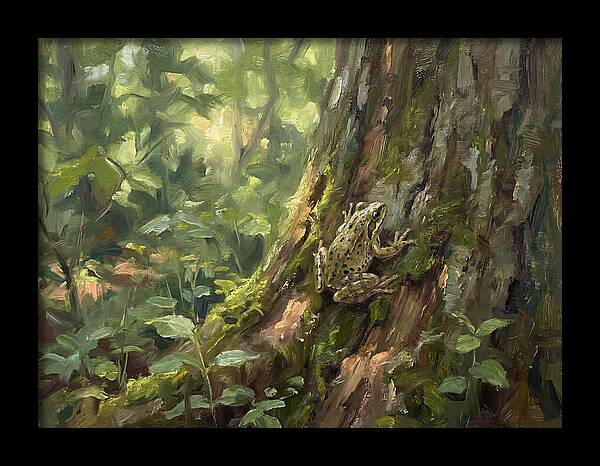 Tree Frog Among Mossy Bark