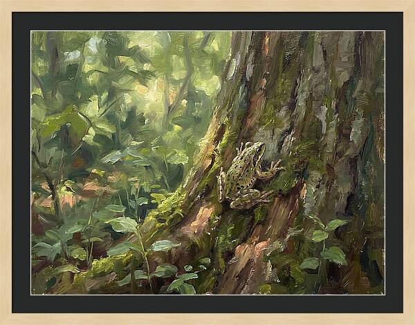 Tree Frog Among Mossy Bark