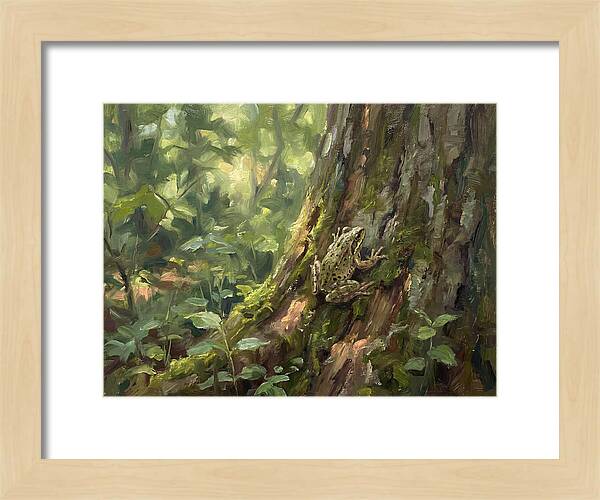 Tree Frog Among Mossy Bark