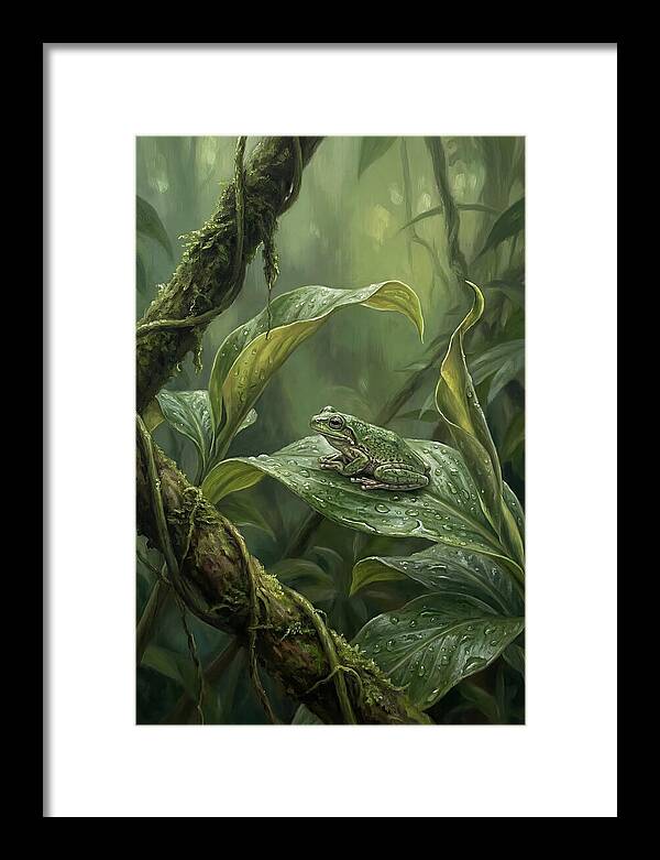 Tree Frog On Tropical Leaf