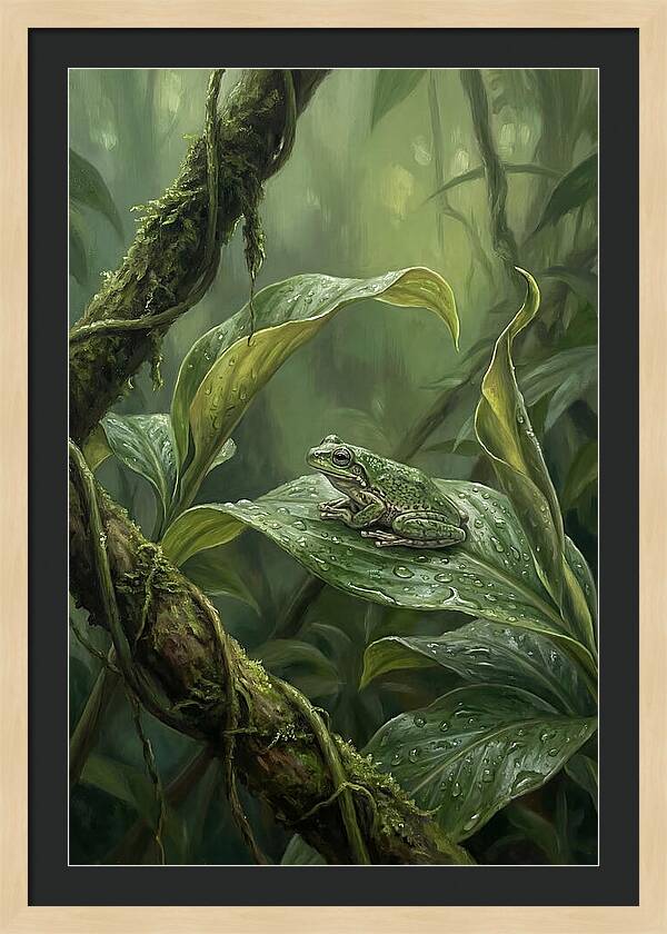 Tree Frog On Tropical Leaf
