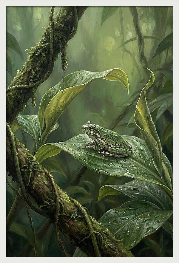 Tree Frog On Tropical Leaf