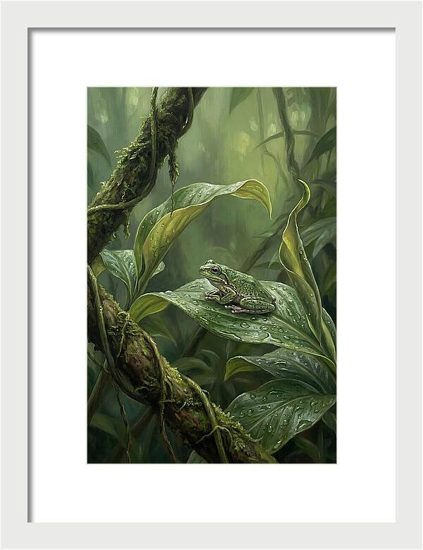 Tree Frog On Tropical Leaf