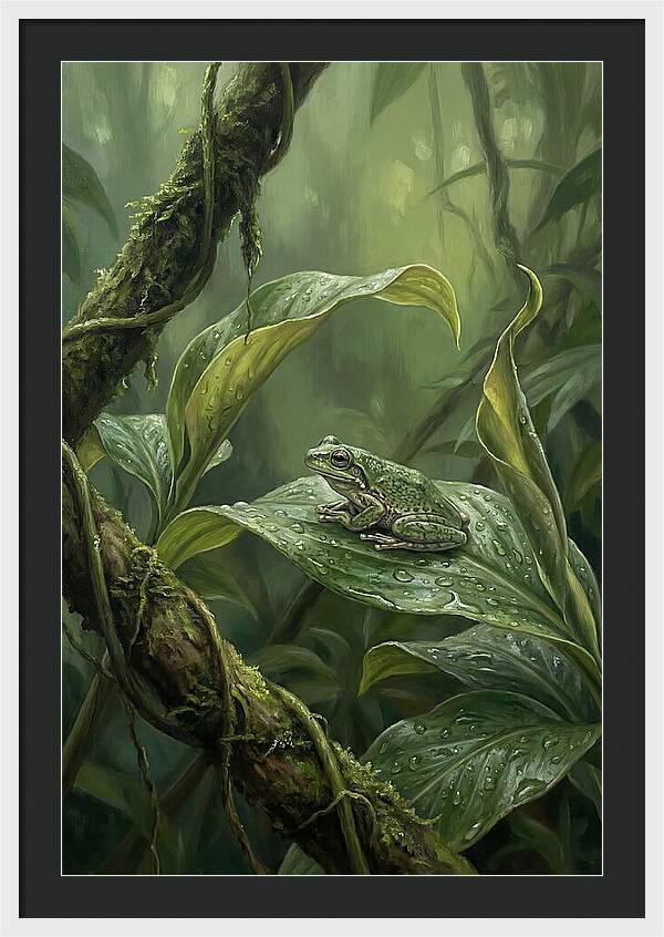 Tree Frog On Tropical Leaf