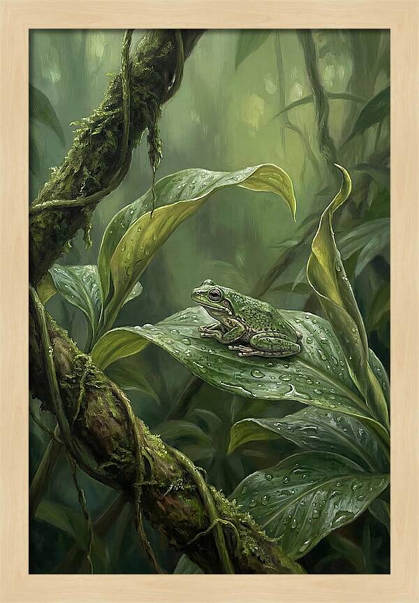 Tree Frog On Tropical Leaf
