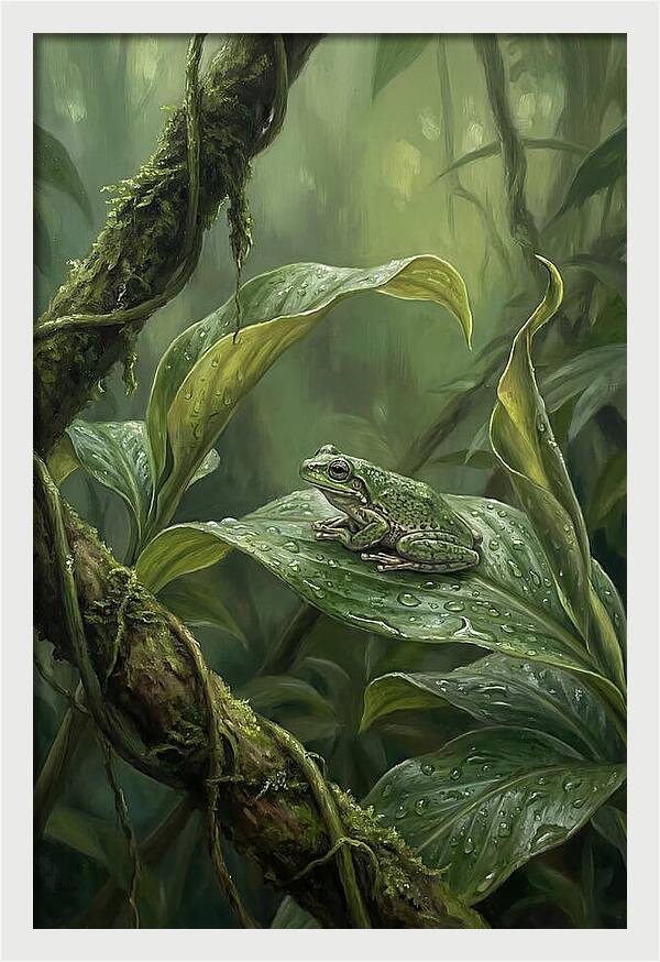 Tree Frog On Tropical Leaf