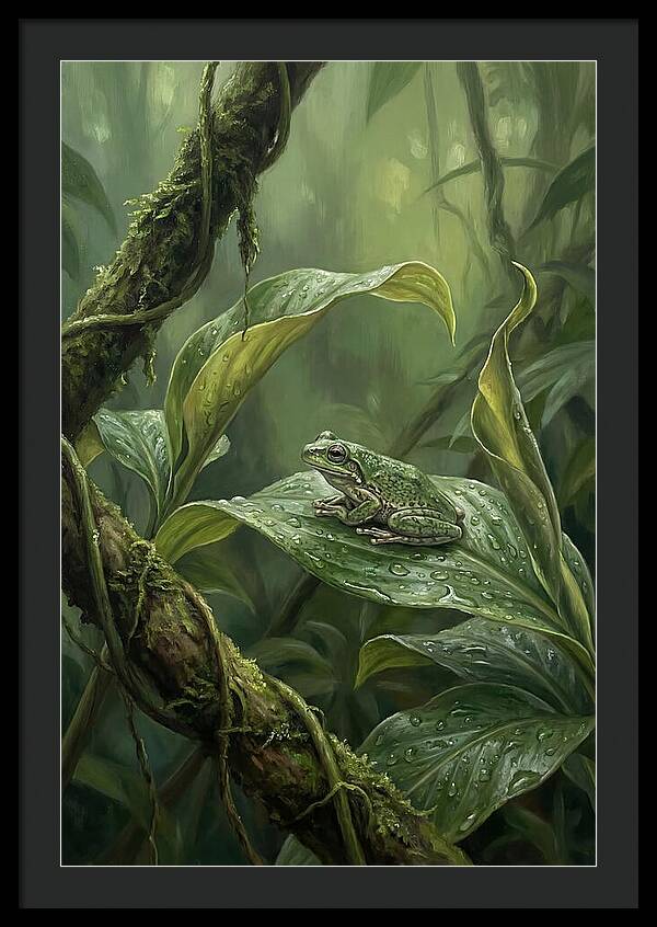 Tree Frog On Tropical Leaf