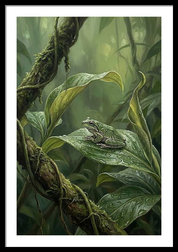 Tree Frog On Tropical Leaf