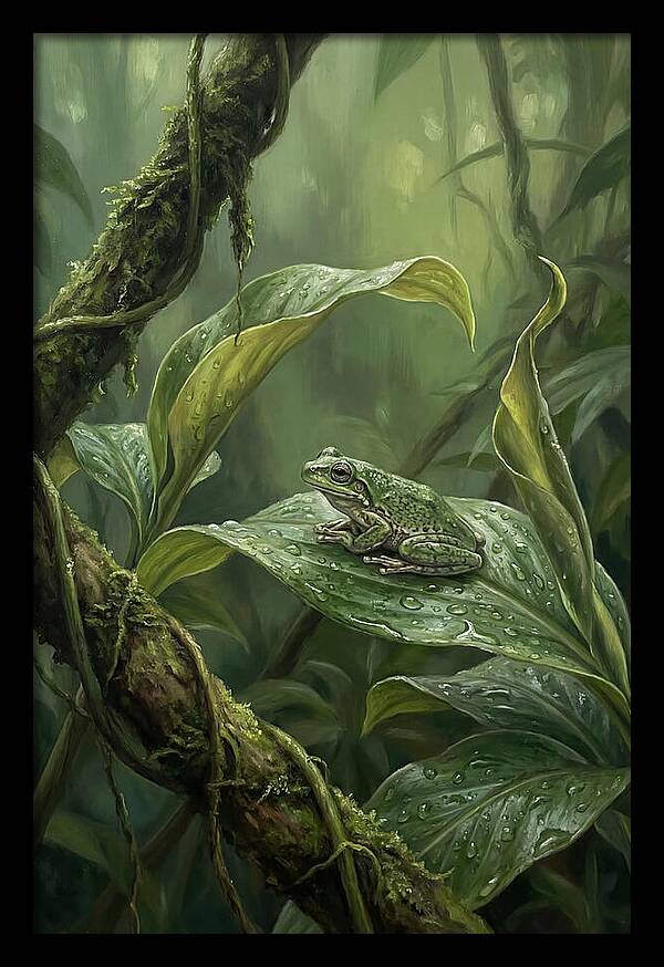 Tree Frog On Tropical Leaf