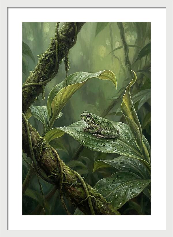 Tree Frog On Tropical Leaf