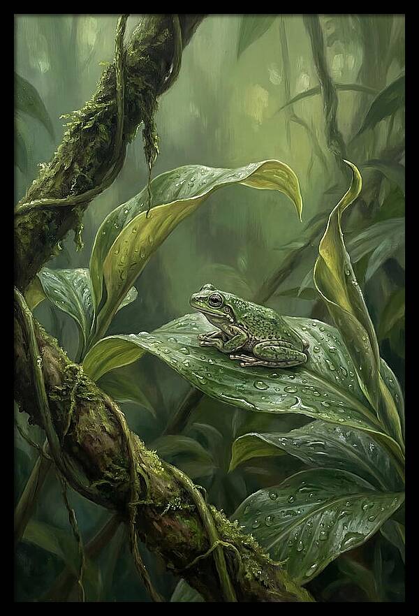 Tree Frog On Tropical Leaf