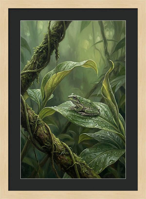 Tree Frog On Tropical Leaf