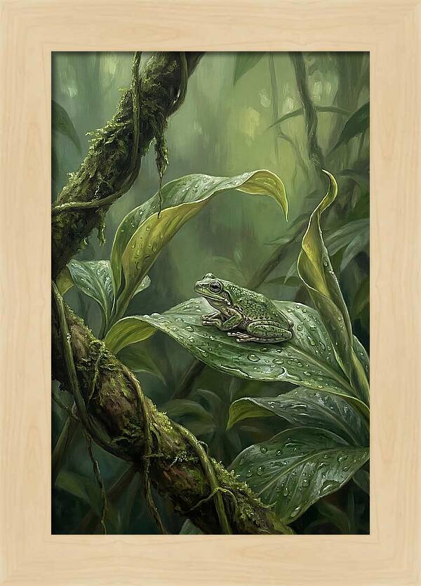 Tree Frog On Tropical Leaf