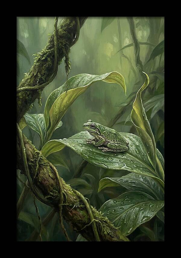 Tree Frog On Tropical Leaf