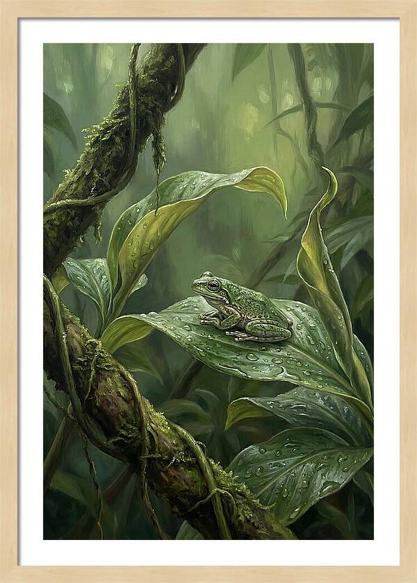 Tree Frog On Tropical Leaf