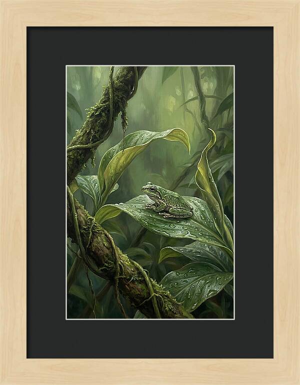 Tree Frog On Tropical Leaf
