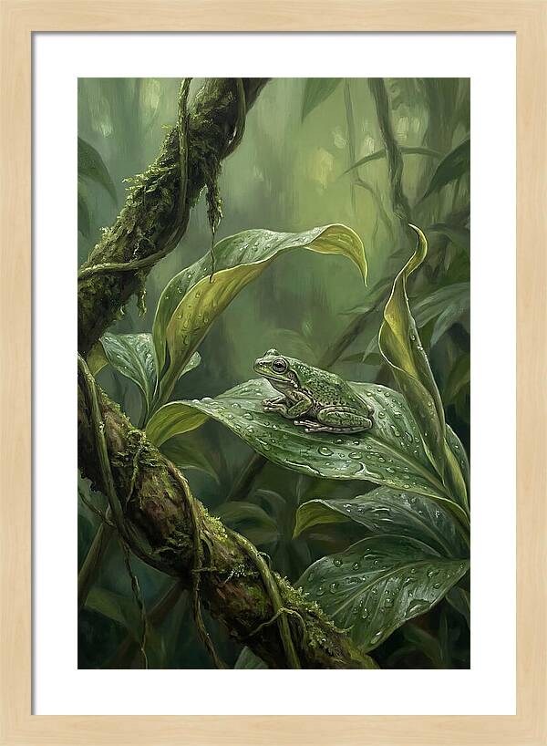 Tree Frog On Tropical Leaf