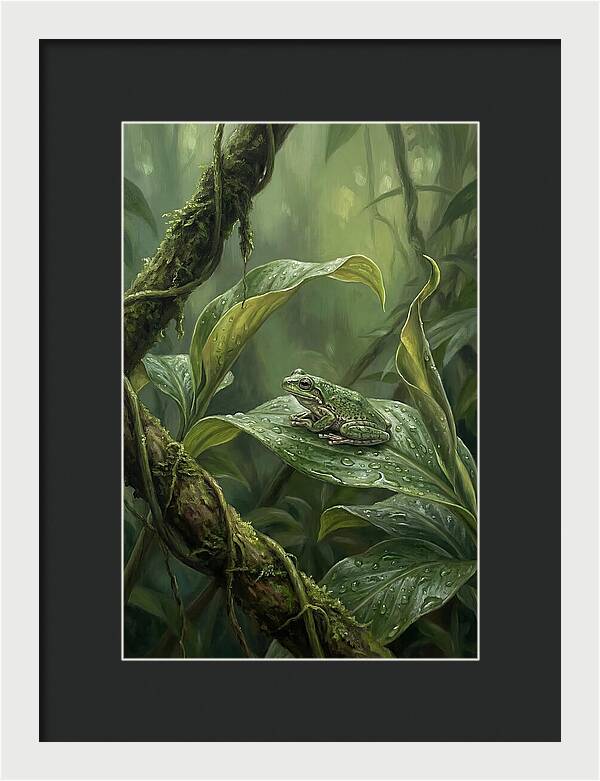 Tree Frog On Tropical Leaf