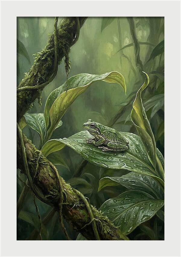 Tree Frog On Tropical Leaf