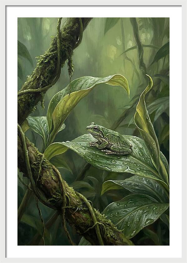 Tree Frog On Tropical Leaf