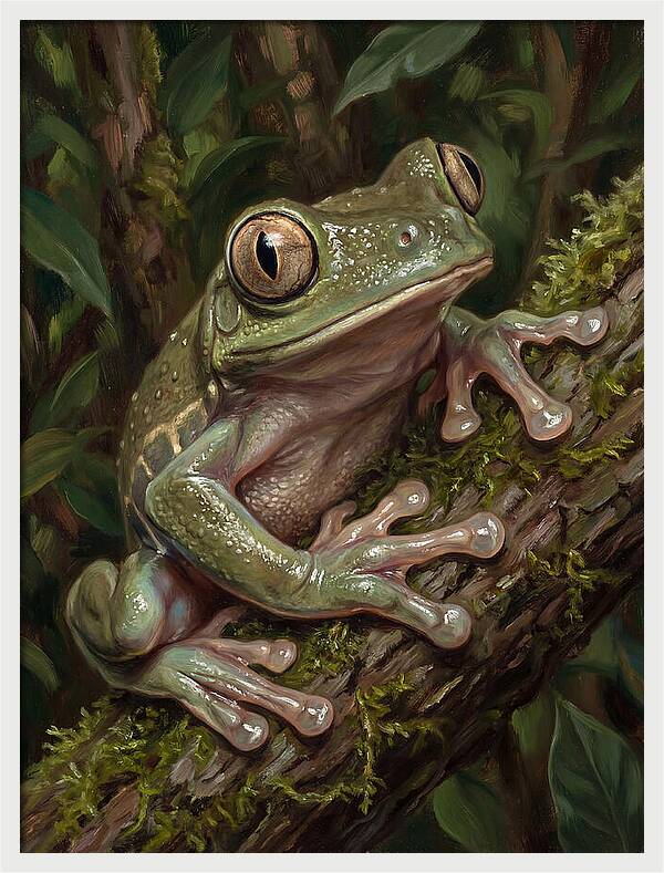 Tree Frog Perched On Branch