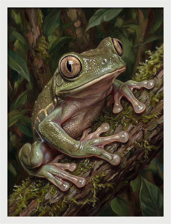 Tree Frog Perched On Branch