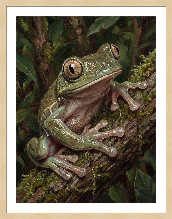 Tree Frog Perched On Branch