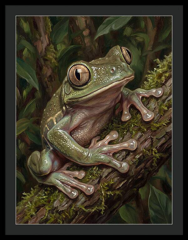 Tree Frog Perched On Branch