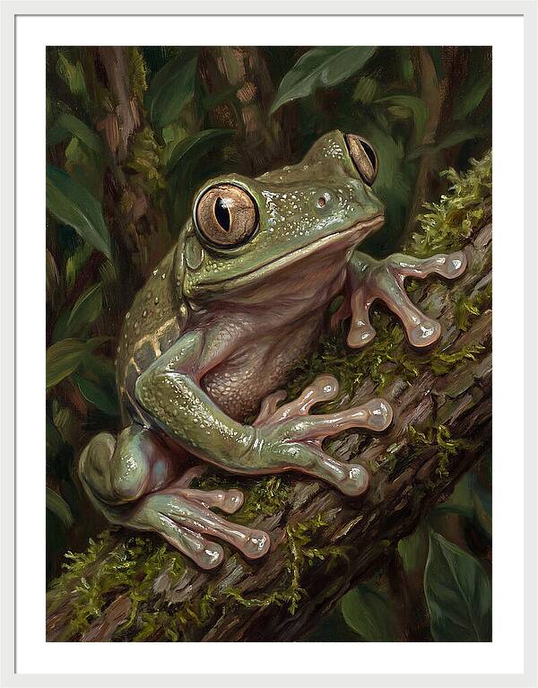Tree Frog Perched On Branch