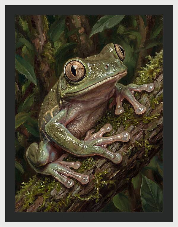 Tree Frog Perched On Branch