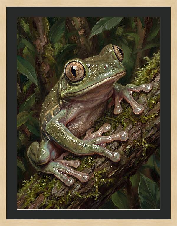 Tree Frog Perched On Branch