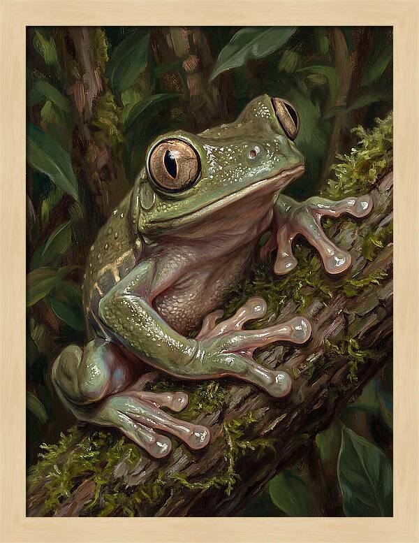 Tree Frog Perched On Branch