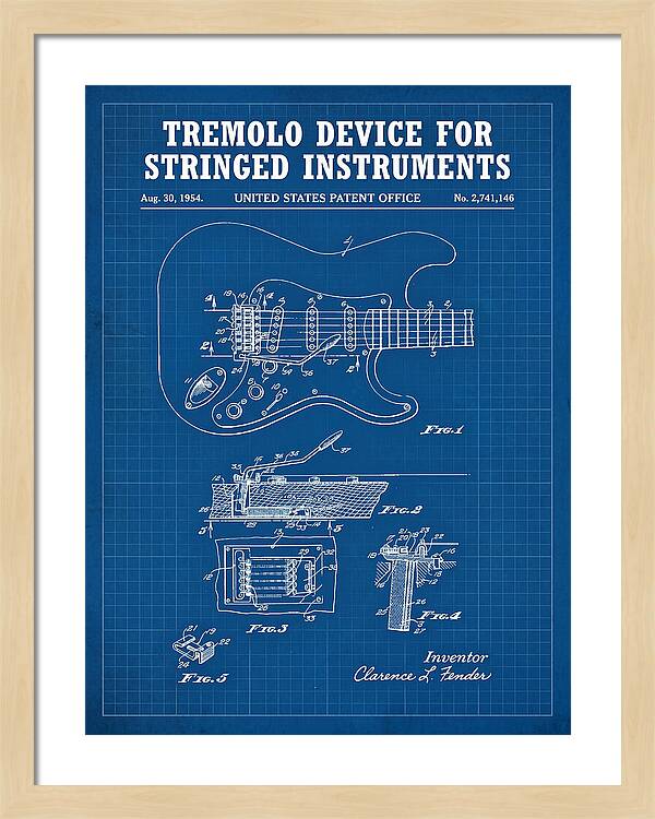Tremolo Device For Stringed Instruments Fender Stratocaster Blueprint Patent Us2741146a