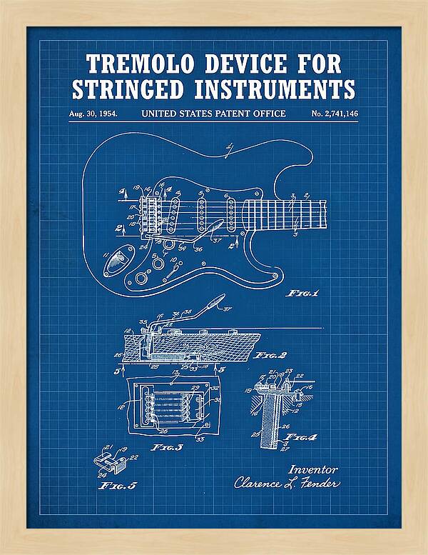 Tremolo Device For Stringed Instruments Fender Stratocaster Blueprint Patent Us2741146a