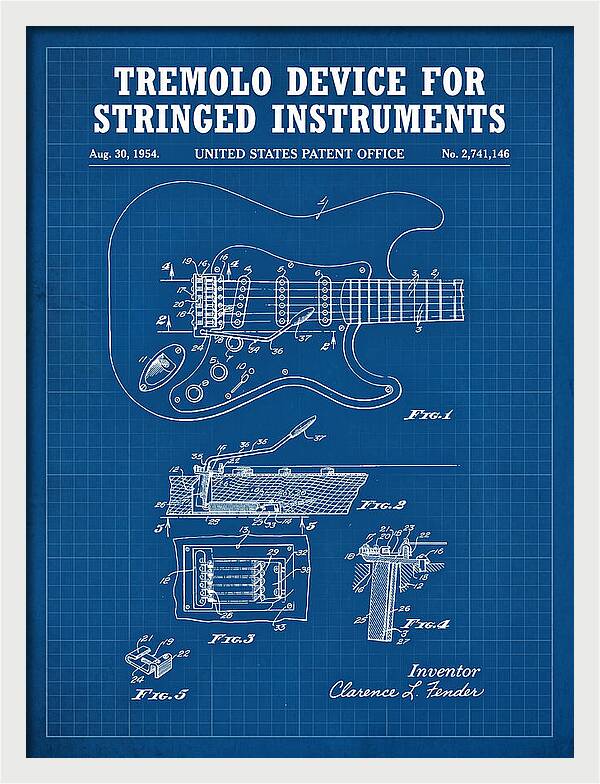 Tremolo Device For Stringed Instruments Fender Stratocaster Blueprint Patent Us2741146a