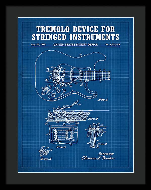 Tremolo Device For Stringed Instruments Fender Stratocaster Blueprint Patent Us2741146a
