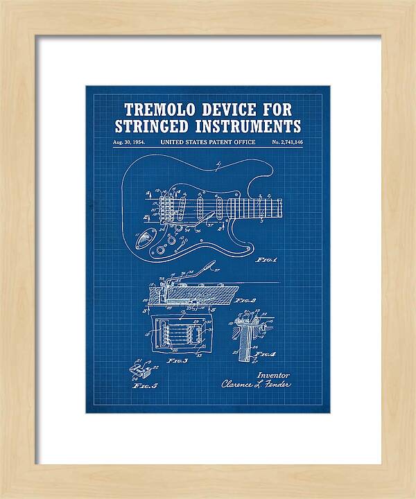 Tremolo Device For Stringed Instruments Fender Stratocaster Blueprint Patent Us2741146a
