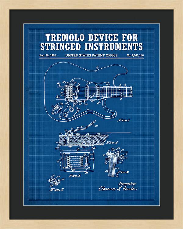 Tremolo Device For Stringed Instruments Fender Stratocaster Blueprint Patent Us2741146a