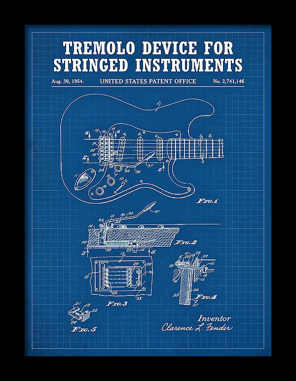 Tremolo Device For Stringed Instruments Fender Stratocaster Blueprint Patent Us2741146a