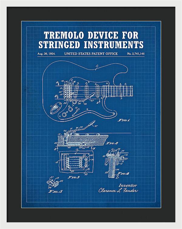Tremolo Device For Stringed Instruments Fender Stratocaster Blueprint Patent Us2741146a
