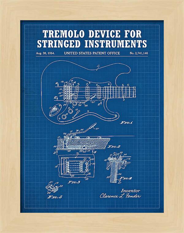 Tremolo Device For Stringed Instruments Fender Stratocaster Blueprint Patent Us2741146a
