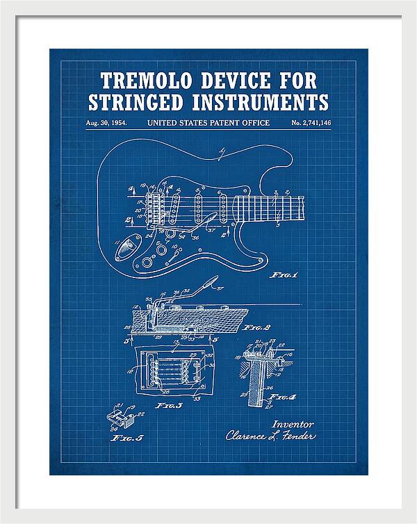 Tremolo Device For Stringed Instruments Fender Stratocaster Blueprint Patent Us2741146a