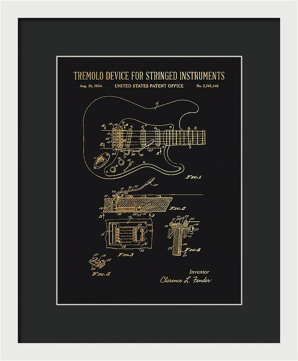 Tremolo Device For Stringed Instruments Fender Stratocaster Gold Patent Us2741146a