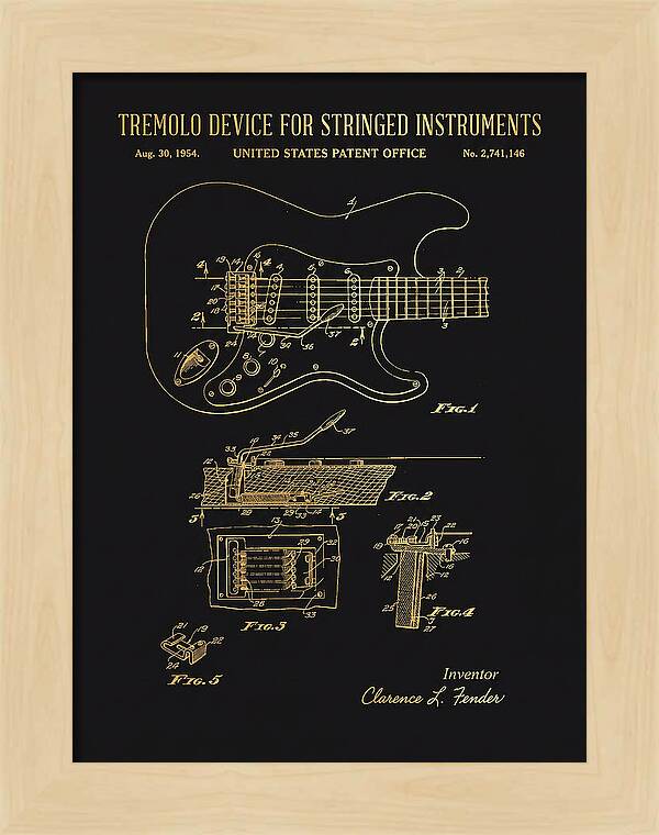 Tremolo Device For Stringed Instruments Fender Stratocaster Gold Patent Us2741146a