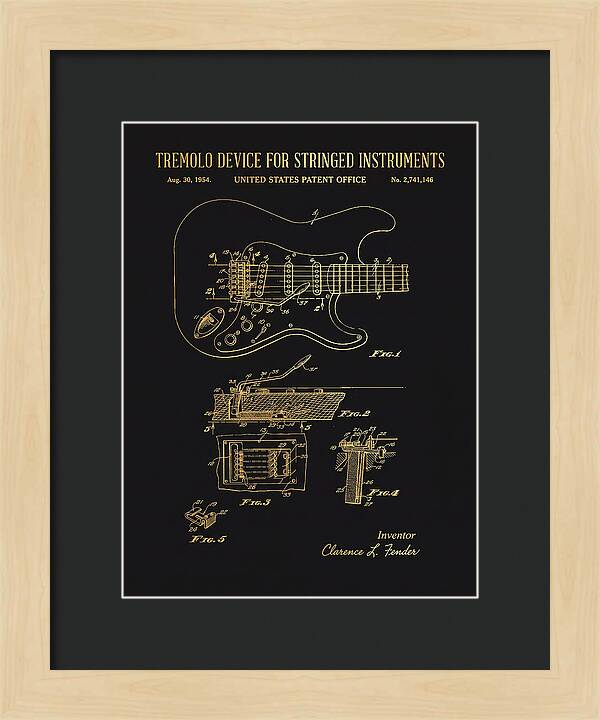 Tremolo Device For Stringed Instruments Fender Stratocaster Gold Patent Us2741146a
